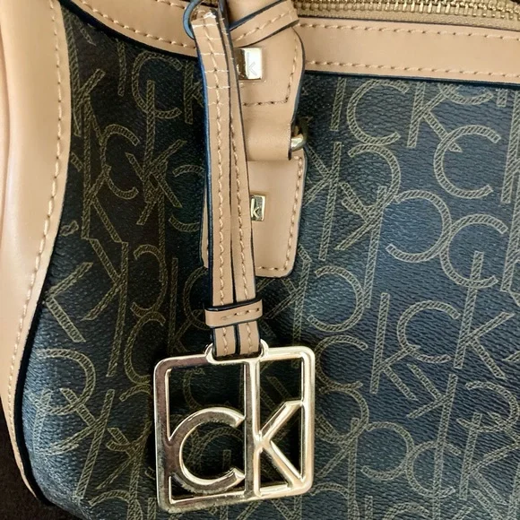 Calvin Klein Signature Monogrammed Satchel (Brown) - Picture 7 of 7